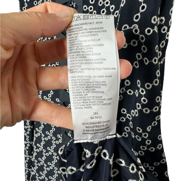 Dorothee Schumacher | Navy Eyelet Corset Lace Up Front Grosgrain Trim Dress 4/L - Picture 9 of 11